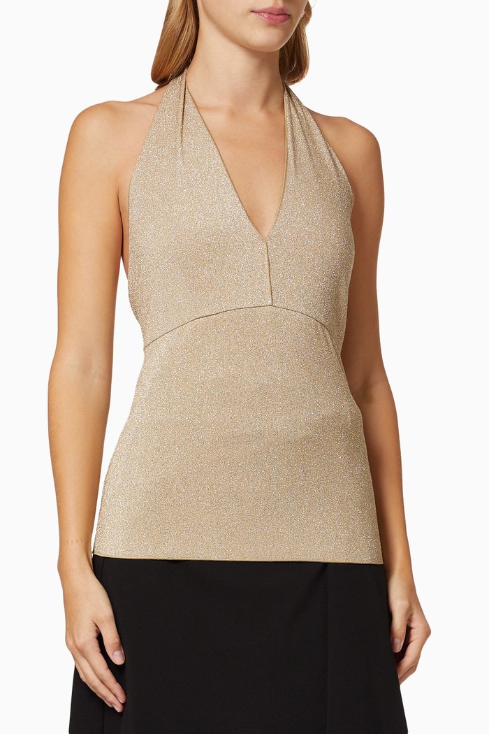 

Pagina Halter Top in Jersey Lamé, Gold