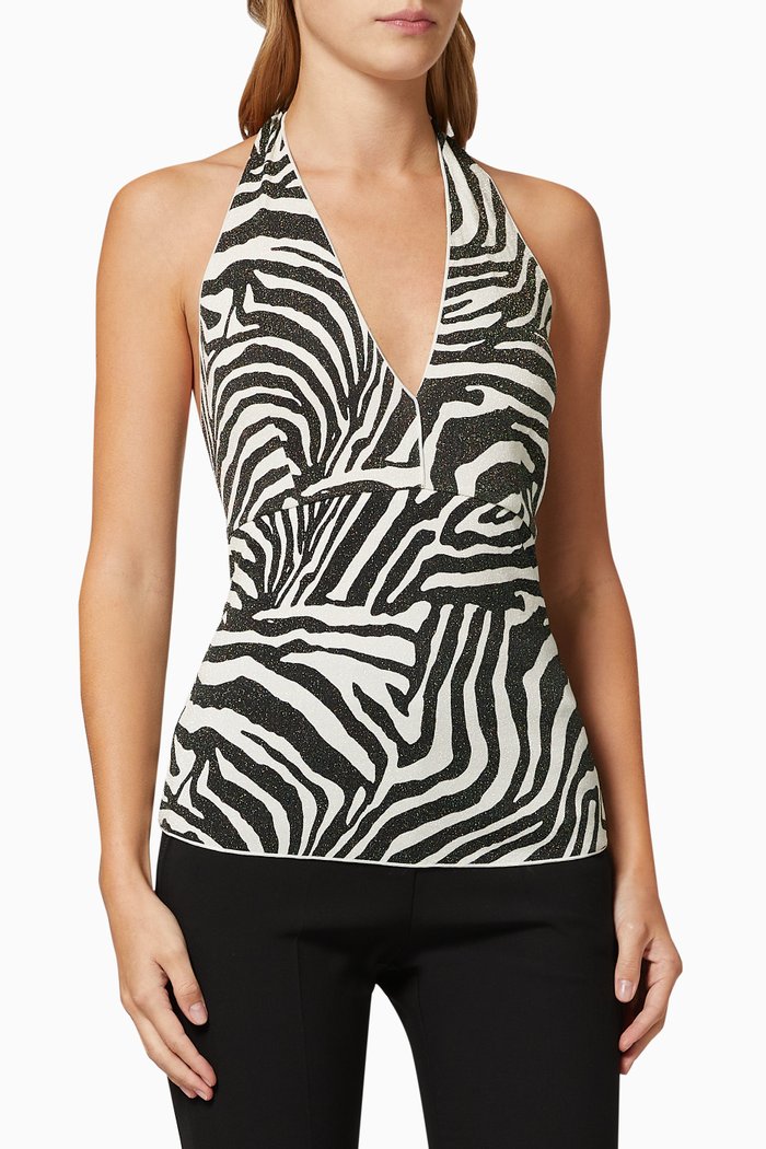 

Pagina Halter Top in Jersey Lamé, White