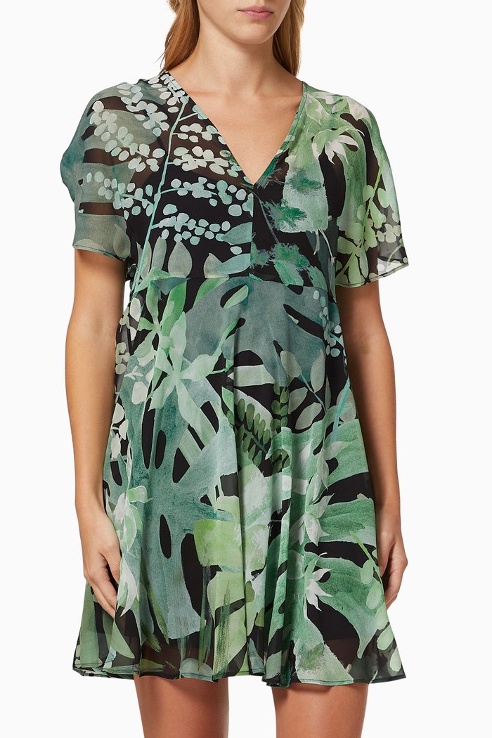 

Attesa Jungle Dress in Silk, Green