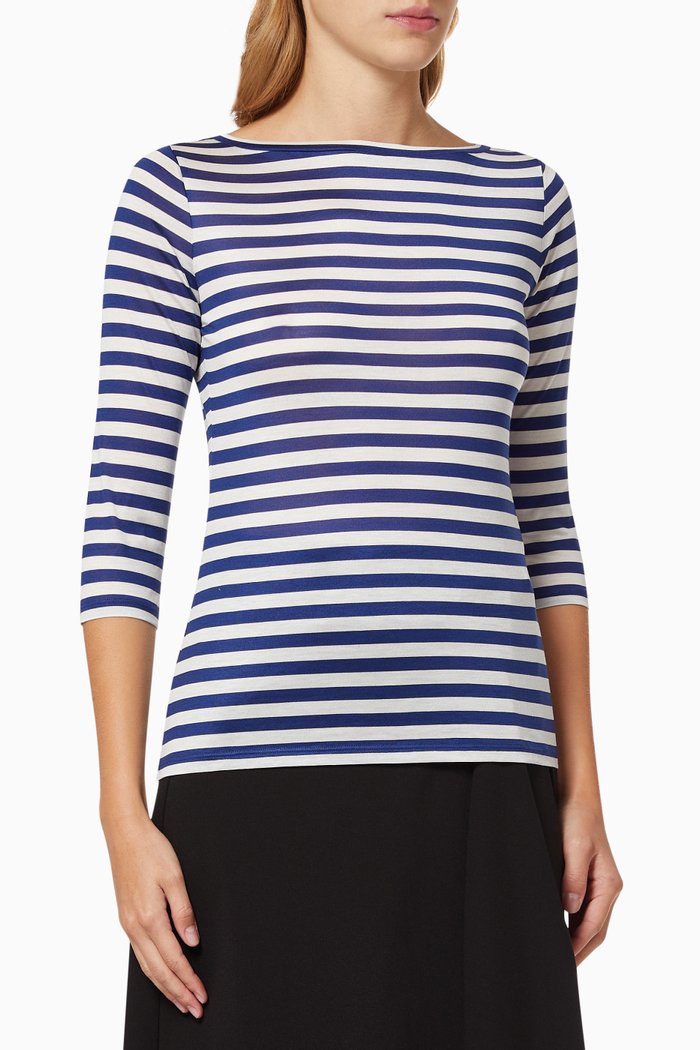 

Cula Stripe Top in Silk, White