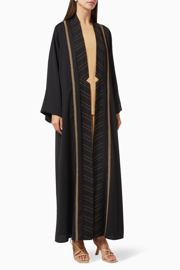 

Embroidered Abaya Set, Black