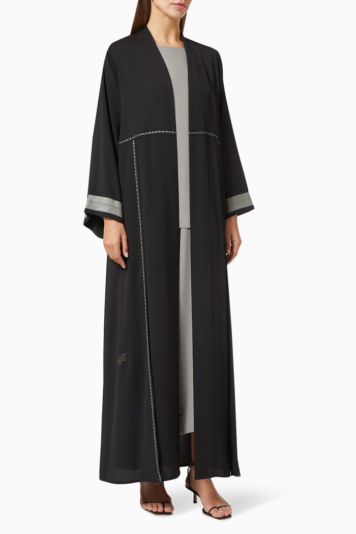 Embroidered Abaya Set, Black