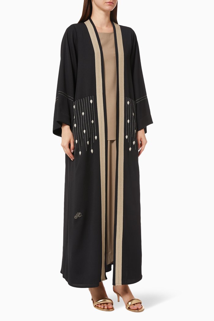 

Embroidered Abaya Set, Black