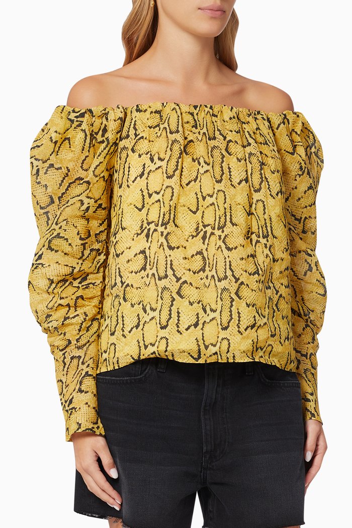 

Off-shoulder Billow Top in Ramie, Multicolour