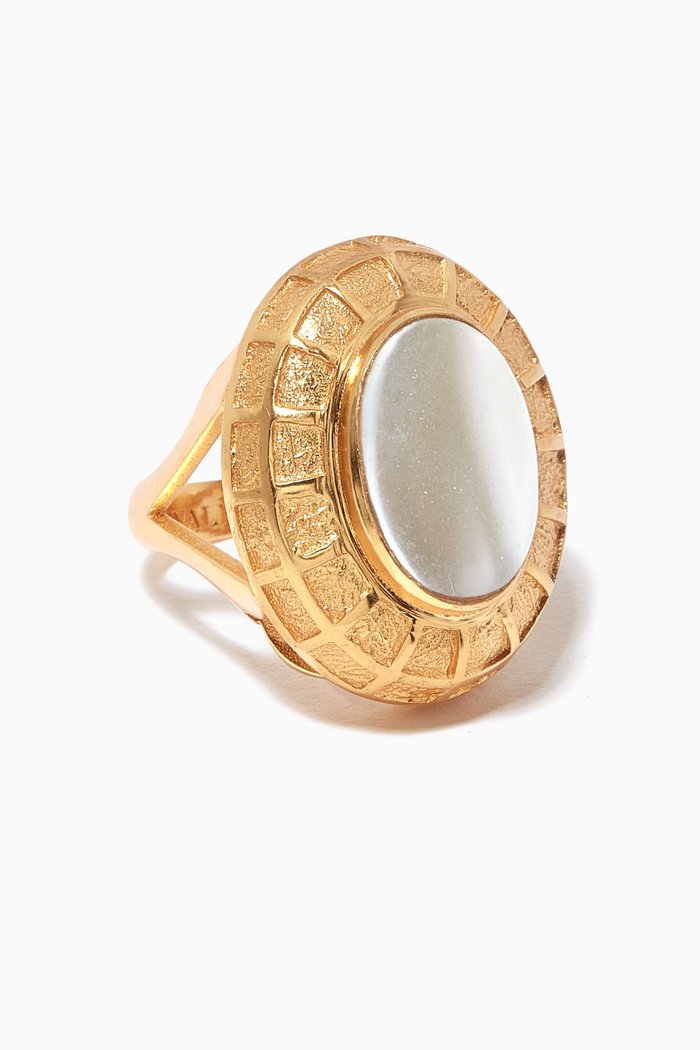 

x Ounass Capsule Heather Ring in 24kt Gold Plating, White