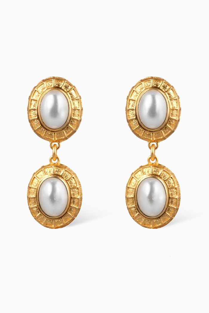 

x Ounass Capsule Willow Earrings in 24kt Gold Plating, White