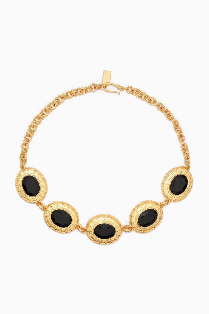 

x Ounass Capsule Willow Choker Necklace in 24kt Gold Plating, Black