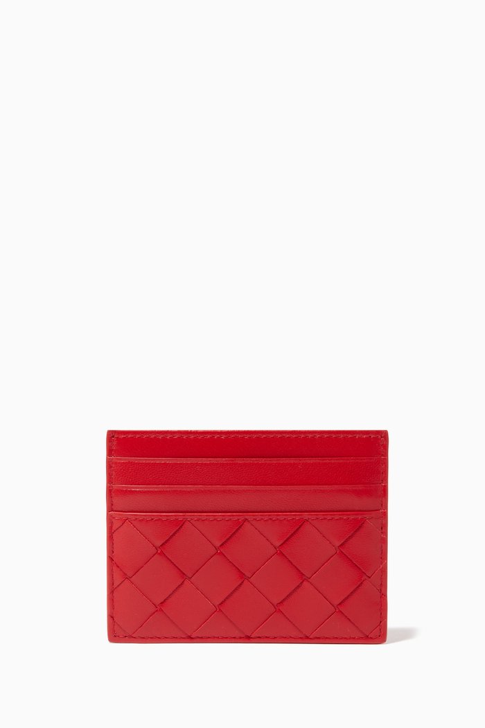 

Card Holder in Intrecciato Nappa, Red