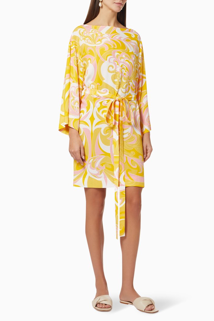 

Albizia Print Mini Dress in Crepe, Yellow