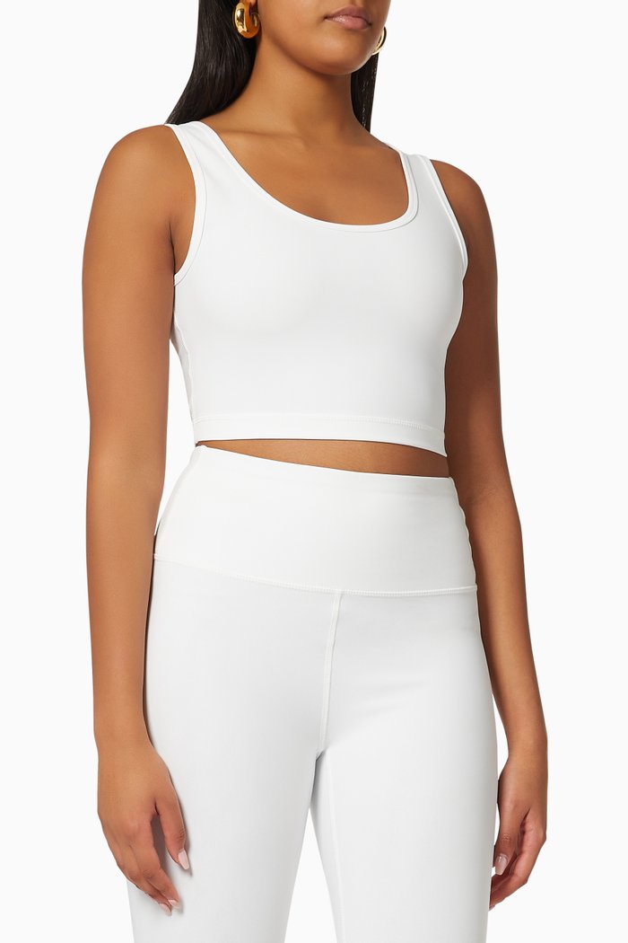 

Scoop-neck Crop Top, White