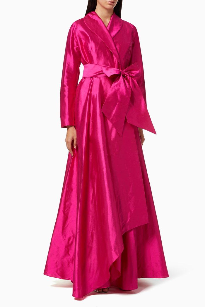 

Wrap-around Blazer Silk Gown, Pink