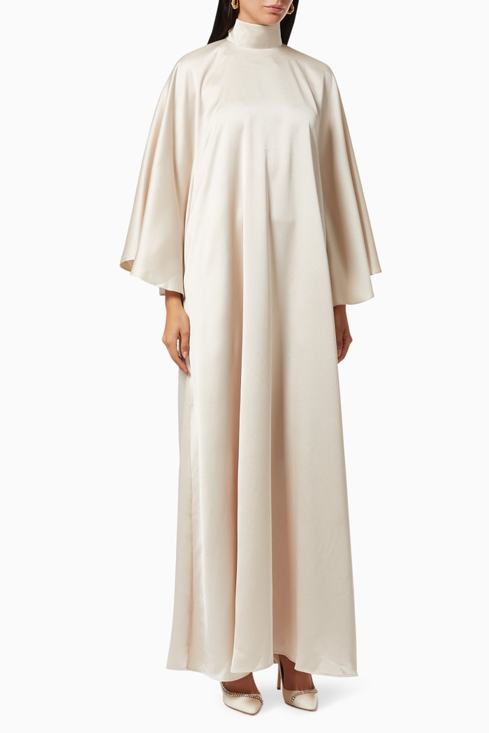 

Draped Sash Satin Gown, Neutral