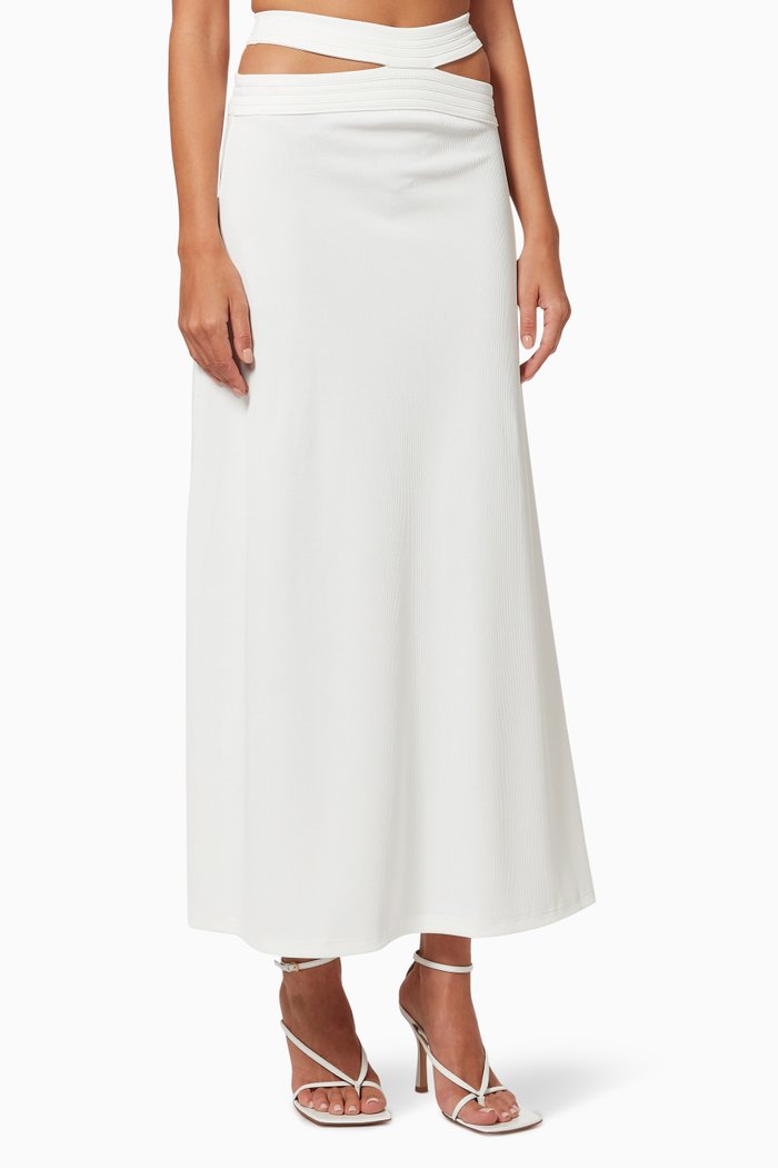 

Multi Bind Verner Curve Skirt in Luxe Rib, White