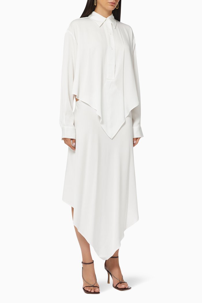 

Bandana Scarf Shirt Dress in Viscose, White