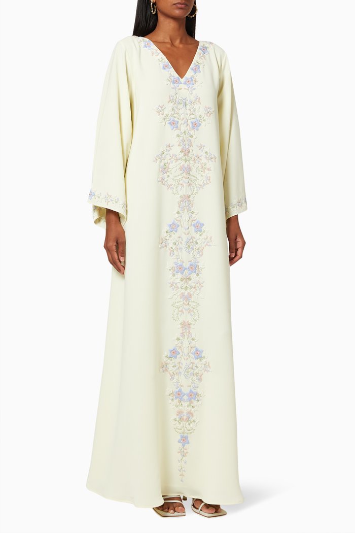 

Floral Embroidered Dress in Chiffon, Yellow