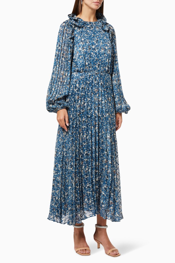 Floral Pleated Dress, Multicolour