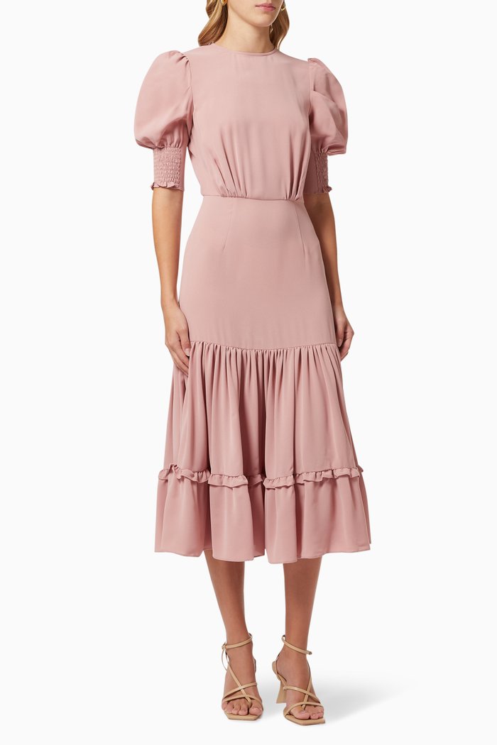 

Tiered Puff Dress, Pink