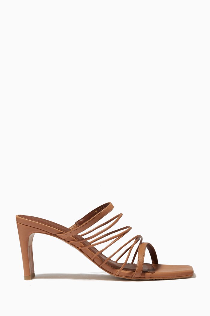 

Sunbeam Strappy Mules in Leather, Brown