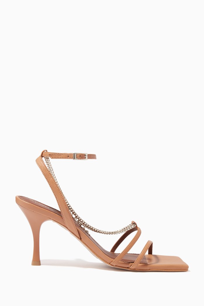 

Straps Chain Sandal in Leather, Brown