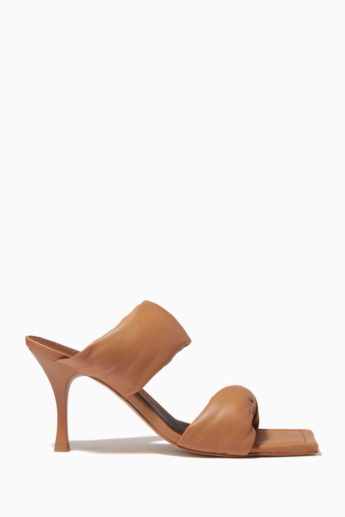 

Twist Straps Mules in Leather, Brown