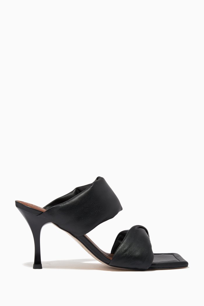 Twist Straps Mules in Leather, Black