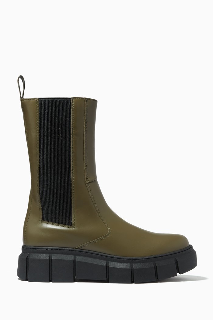 

Armor Combat Boots in Leather, Green