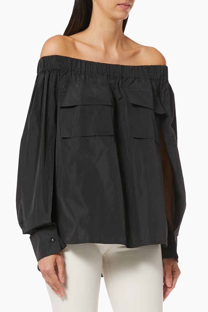 Losanna Top in Silk Taffeta, Black