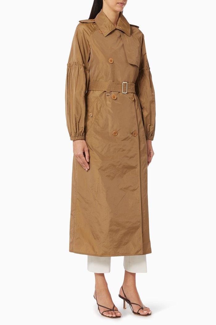 

Sabrina Trench Coat in Silk Taffeta, Brown