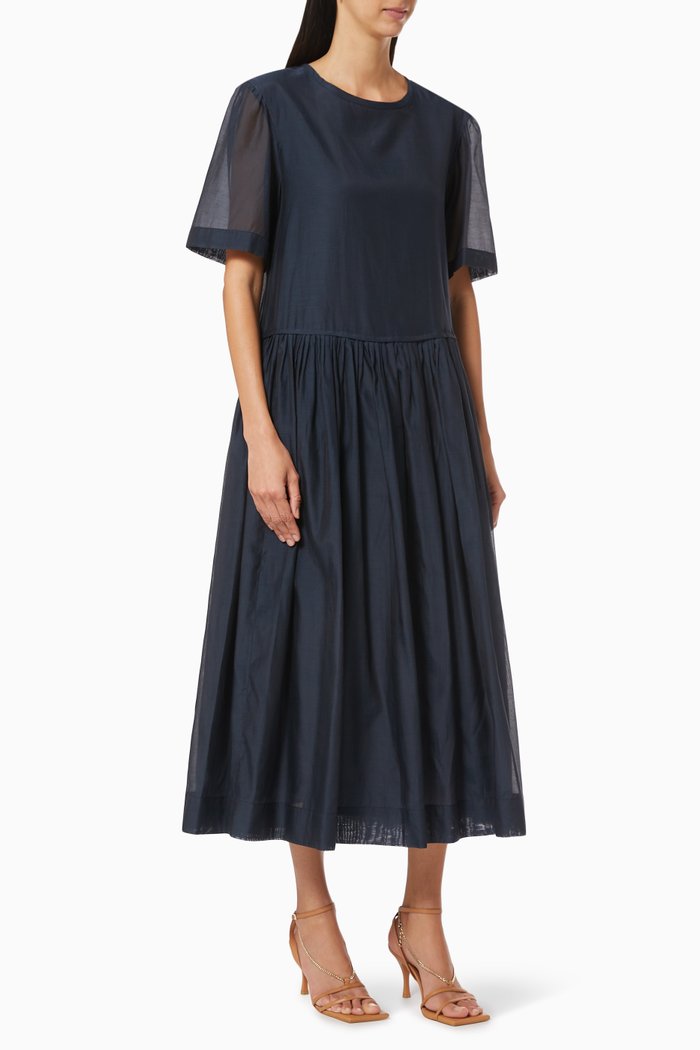 

Caldeo Dress in Silk Cotton Voile, Blue