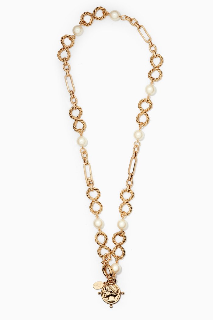 

Kelly Chain Necklace with Pearls, Gold