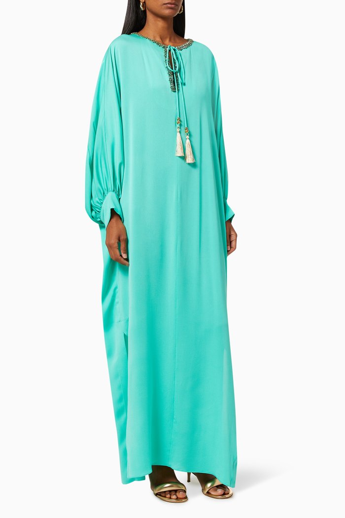 

Ocroma Kaftan Dress in Silk Charmeuse, Blue