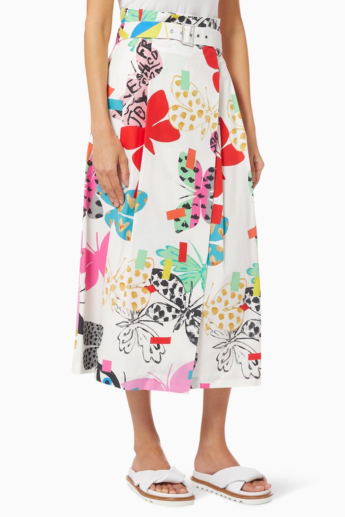 

Crine Skirt in Flutterflies-print Cotton Poplin, White