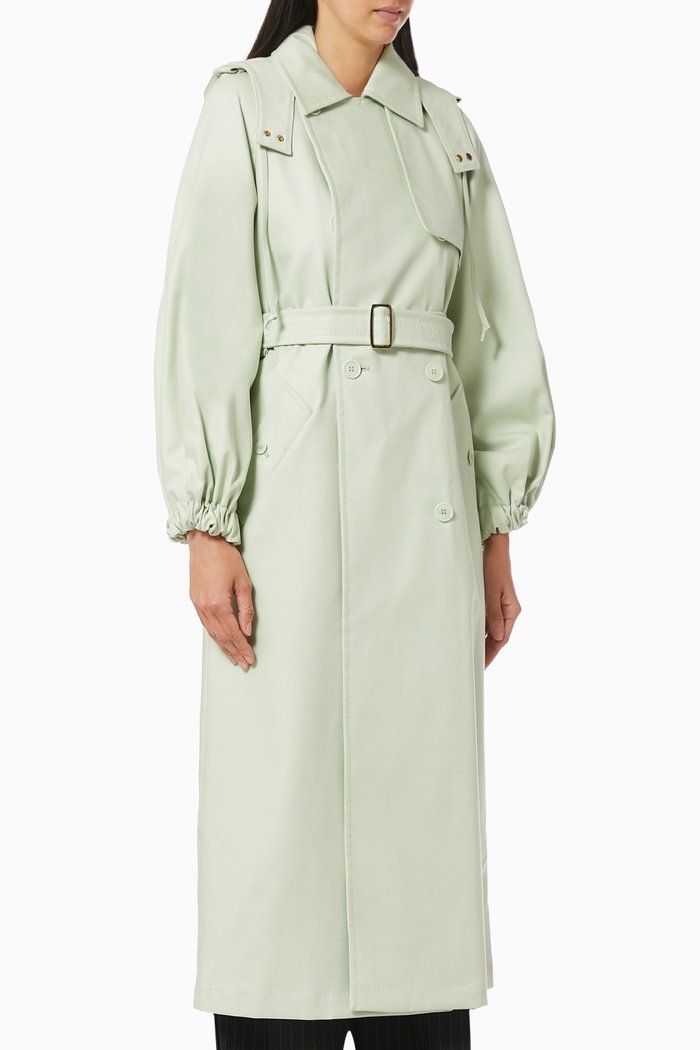

Volante Trench Coat in Water-repellent Cotton Gabardine, Green