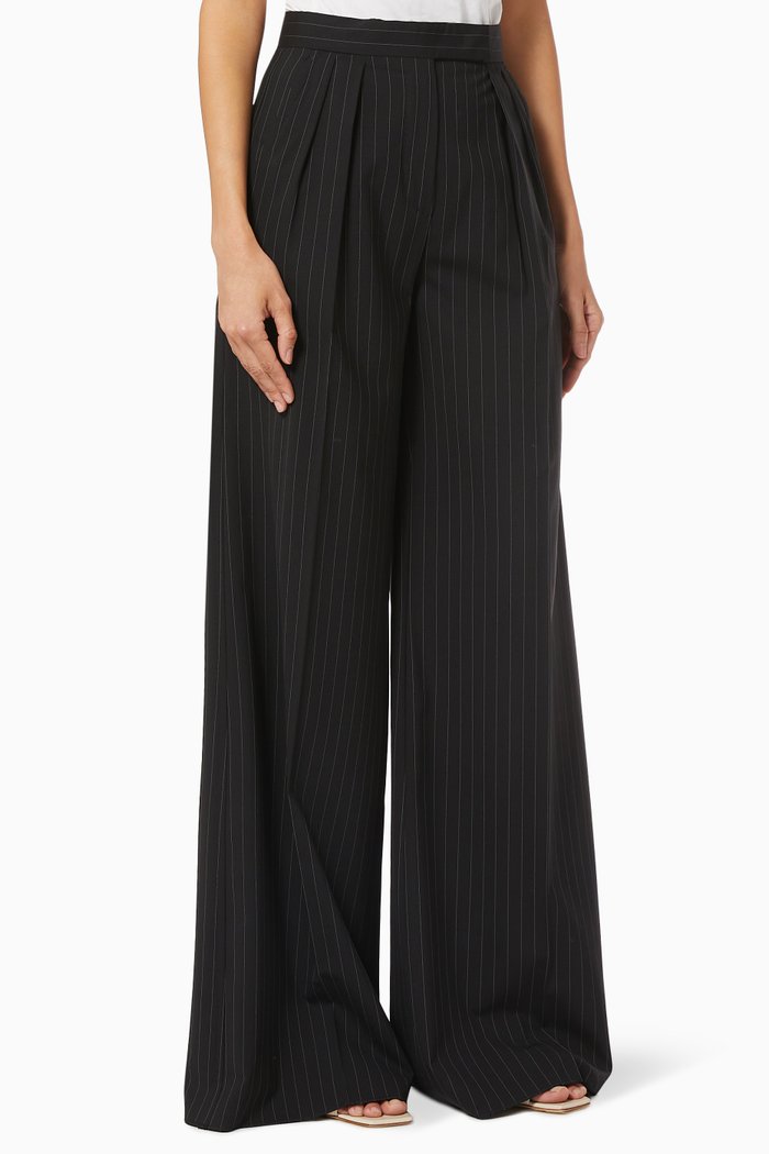 

Orsola Pants in Pinstripe Wool Canvas, Black