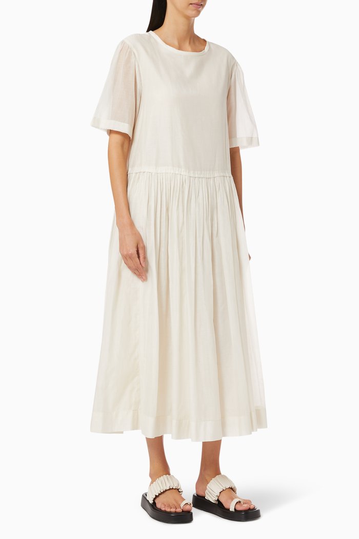 

Caldeo Dress in Silk Cotton Voile, Neutral