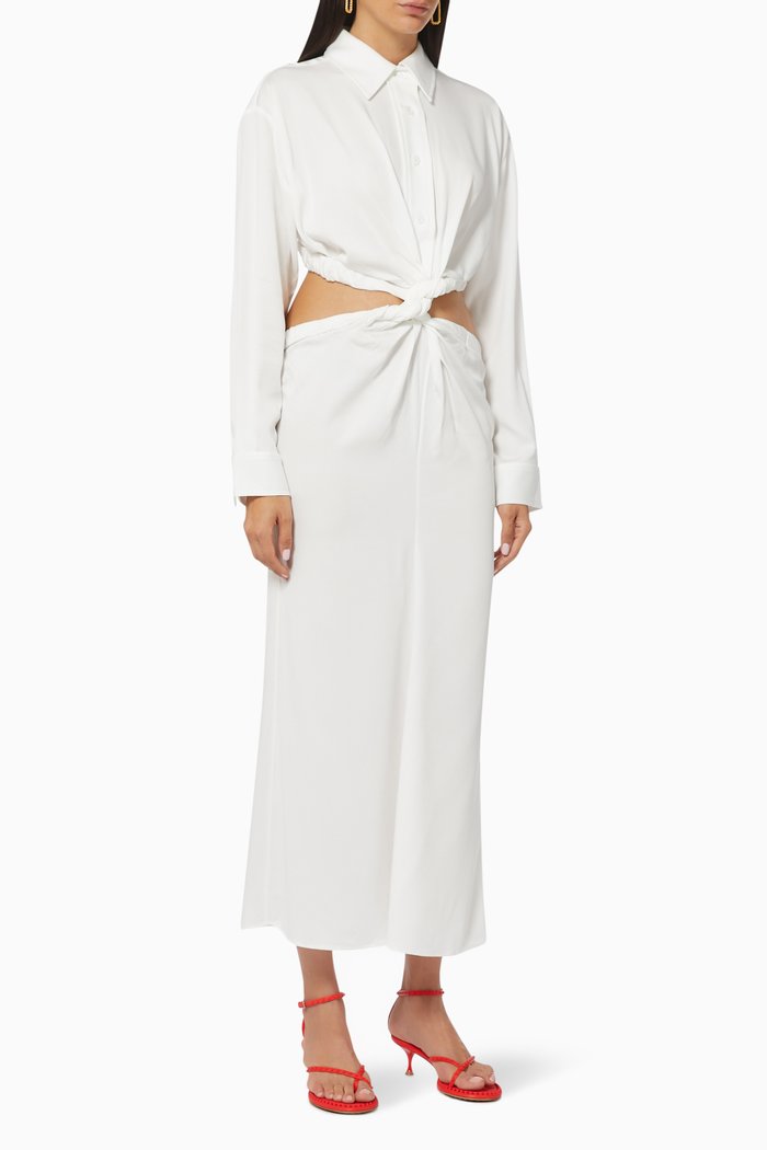 

Twisted Interlocked Shirt Dress in Viscose, White
