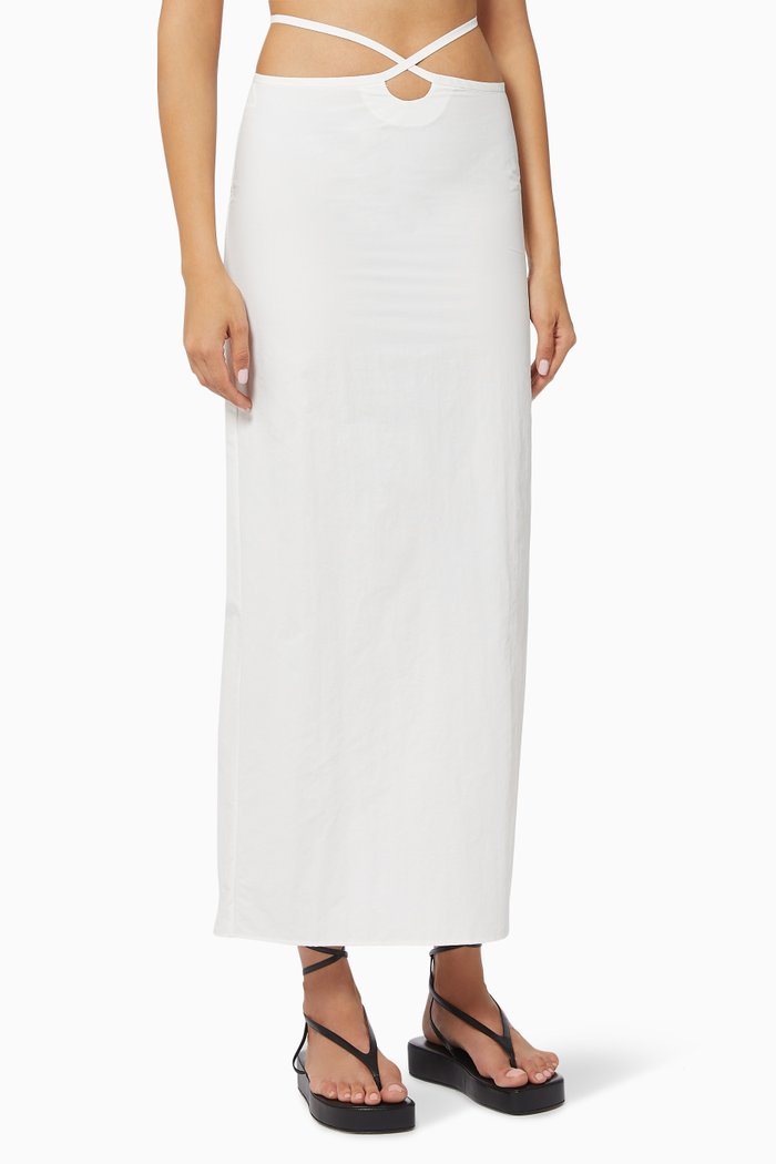 

Loophole Tie Skirt in Cotton, White