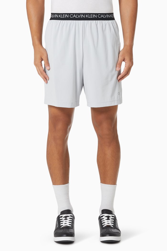 

Logo Waistband Gym Shorts in Technical Stretch Blend, Grey