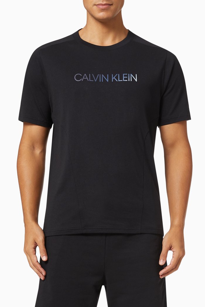 

Logo Gym T-shirt in Cotton Stretch Blend, Black