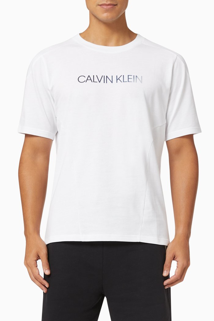

Logo Gym T-shirt in Cotton Stretch Blend, White