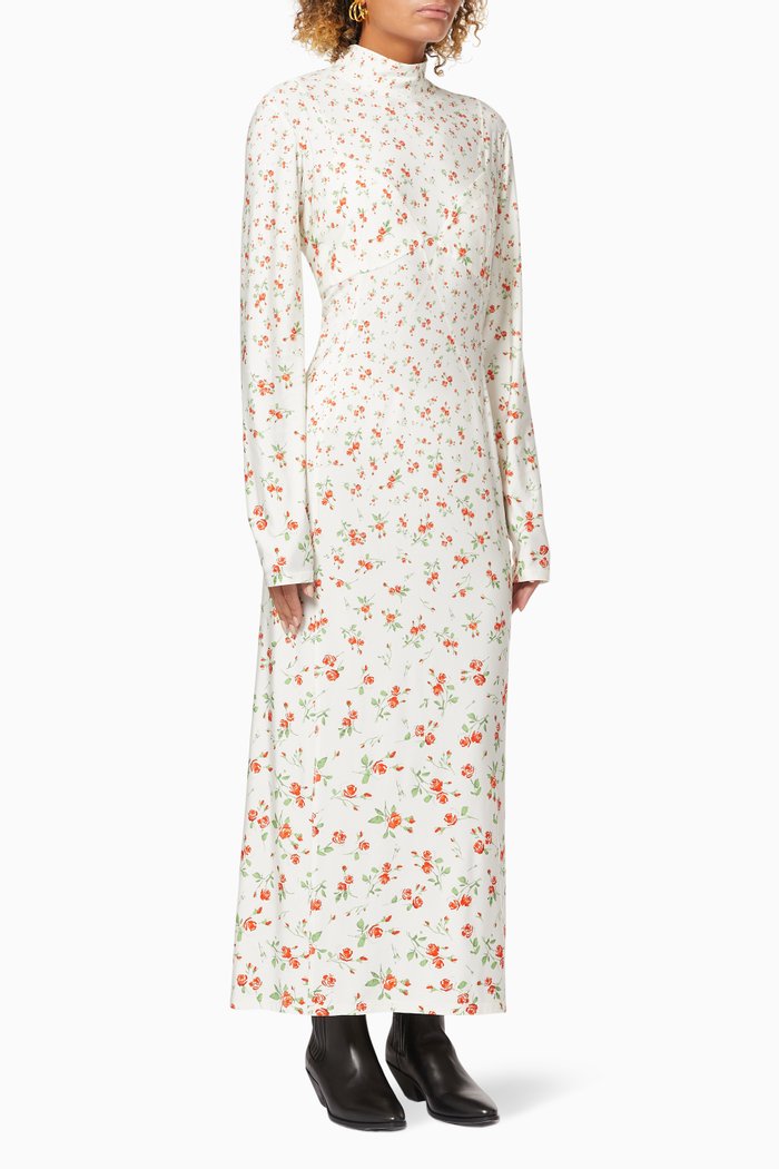 

Floral Dress in Stretch Jersey, Neutral