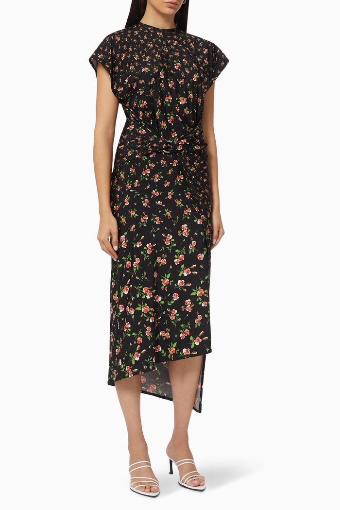 

Floral Dress in Stretch Jersey, Black
