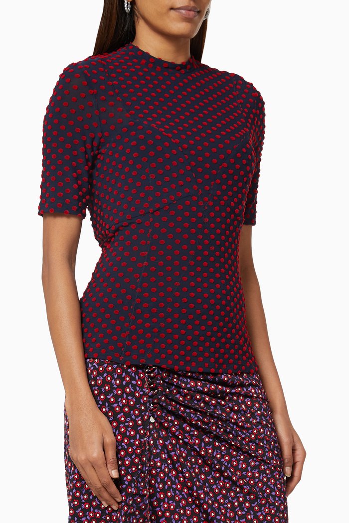 

Dotted Top in Mesh Fabric, Red