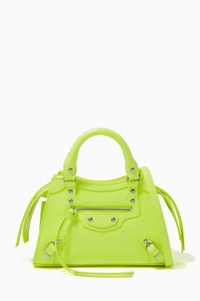 

Neo Classic City Mini Tote Bag in Crocodile Embossed Calfskin, Yellow
