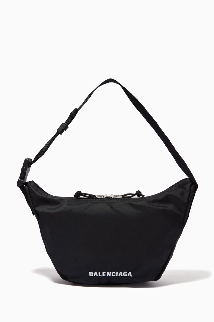

Wheel Sling Shoulder Bag in Recycled Sport Nylon, Black