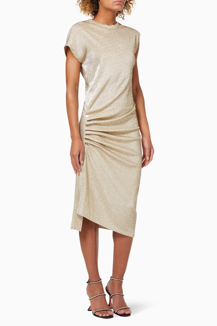 Draped Dress in Stretch Lurex, Silver