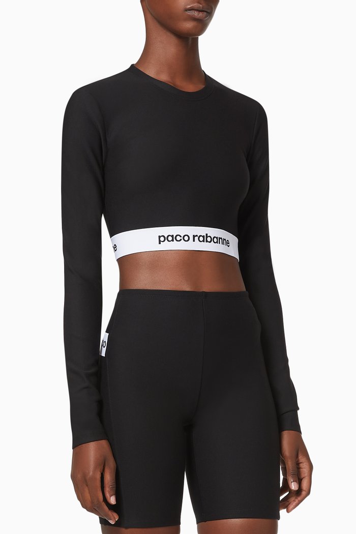 

Logo Band Crop Top, Black