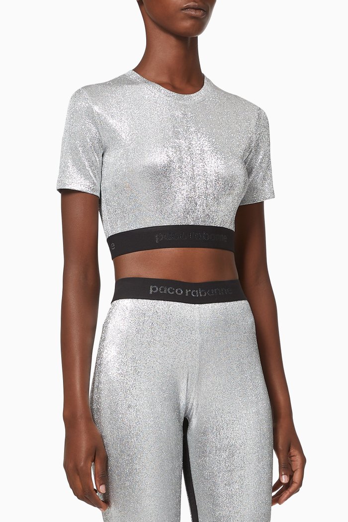 

Glitter Lurex Crop Top, Silver