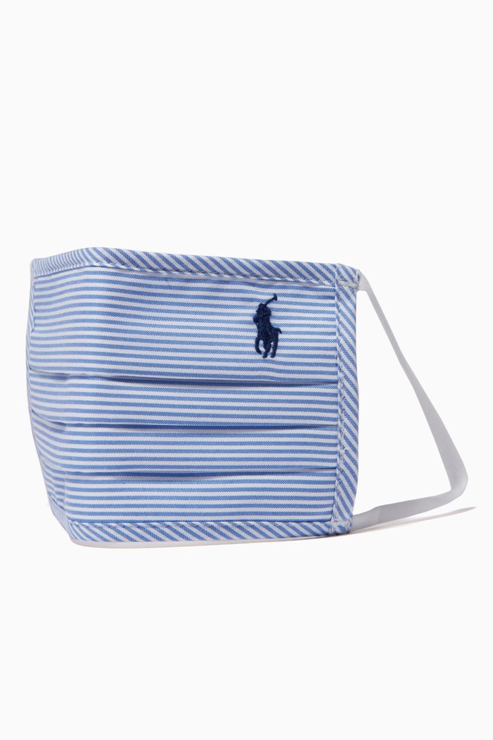 

Striped Oxford Face Mask in Cotton, Blue