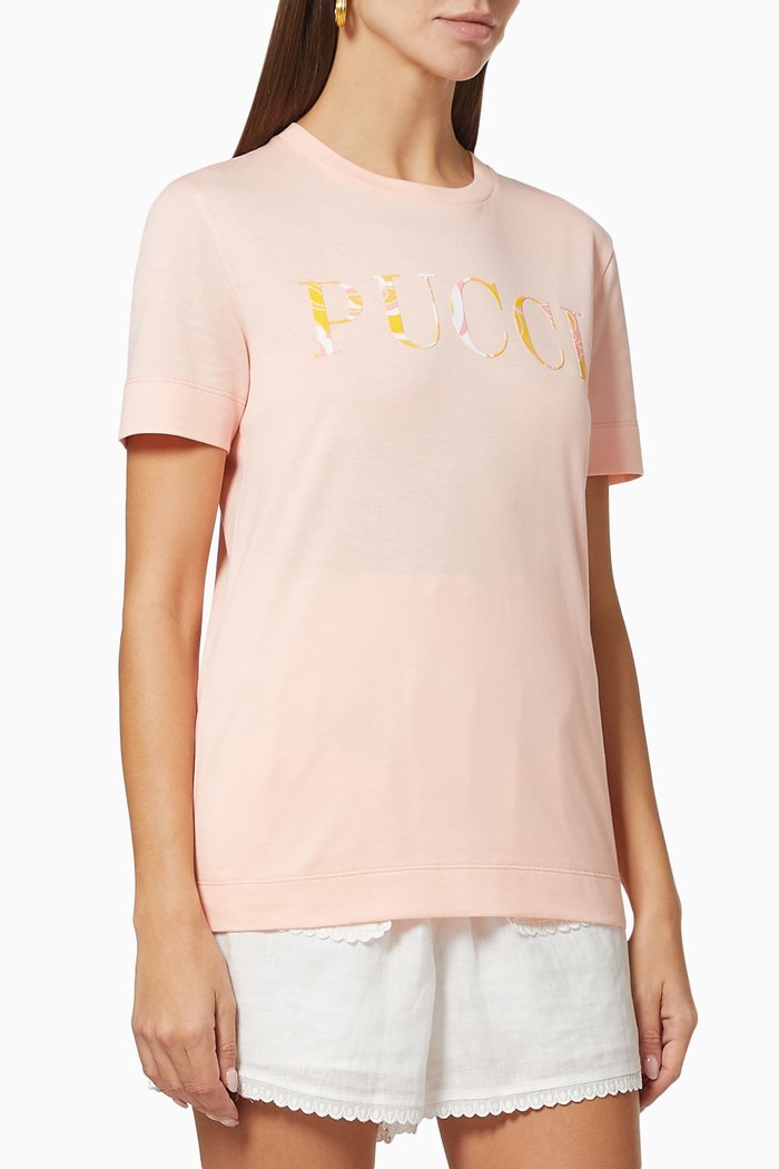 

Albizia Print Logo T-shirt in Jersey, Pink